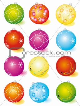 A set of glass Christmas balls