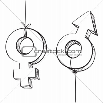 Male and female 3d vector symbols