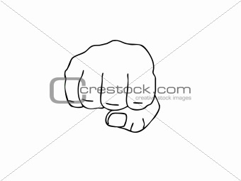 vector drawing of the fist on white background