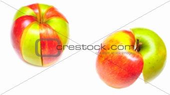 sliced of red and green apple