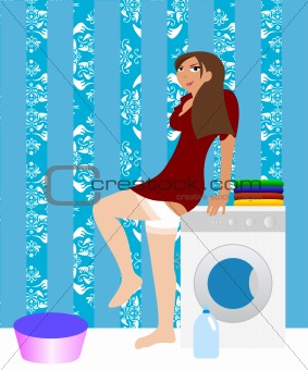 Housewife in the laundry