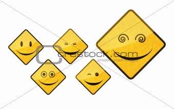 smiley road sign icon set