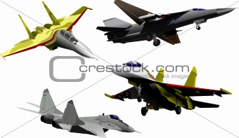 Four military aircrafts Vector illustration