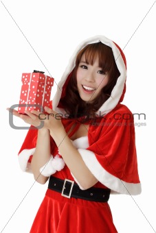 Girl with gift in Christmas