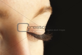 Close up of closed woman’s eyes