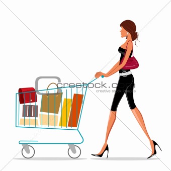 shopping lady with trolley