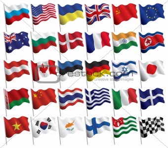 Set of flags with waves and gradients