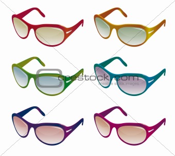 A collection of colorful sunglasses