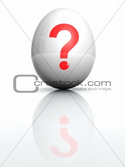 Isolated white egg with drawn query mark