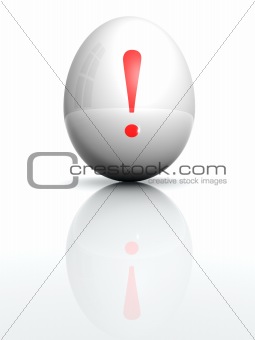 Isolated white egg with drawn bang character
