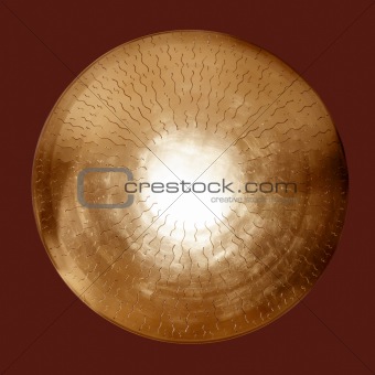 Asian brass gong golden round isolated