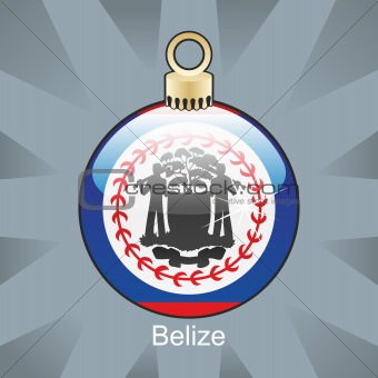 belize flag in christmas bulb shape