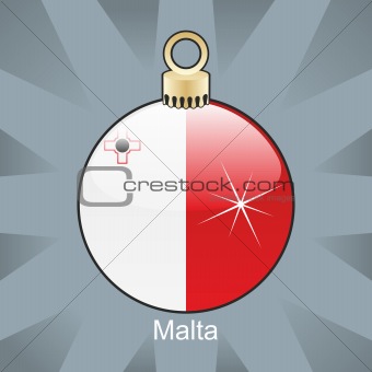malta flag in christmas bulb shape