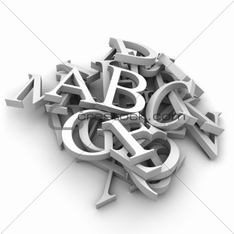 Alphabet letters poured in a heap