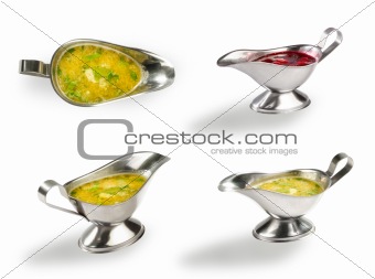 Sauces on a white background. File includes clipping path for ea