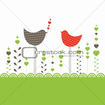 Background with birds. Vector illustration