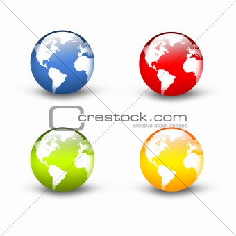 Glossy Earth web icon set