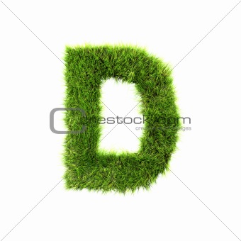 3d grass letter isolated on white background - D
