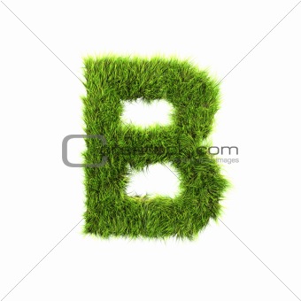 3d grass letter isolated on white background - B