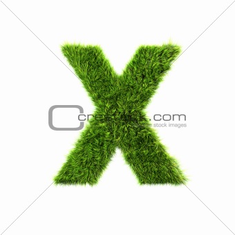 3d grass letter isolated on white background - X