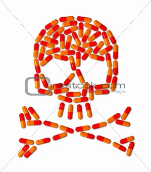 Skull made of capsule pills