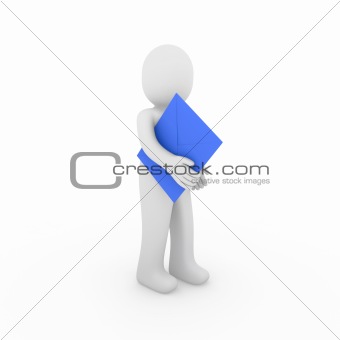 3d human letter blue