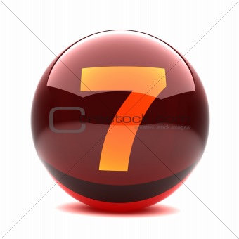 3d glossy sphere with orange digit - 7