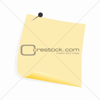 Blank yellow adhesive note on white background with shadow