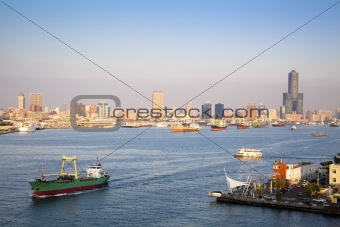Cityscape of Kaohsiung harbor  in Taiwan