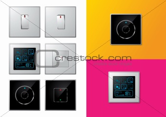 Set of modern electrical switches - vector illustrations