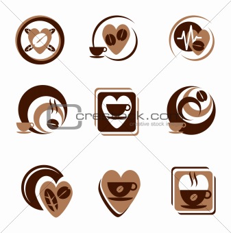 coffee and hot beverages symbol set 1 