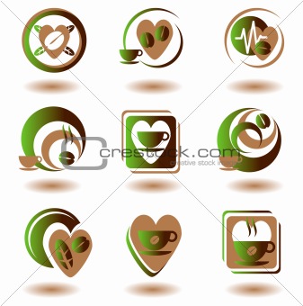 coffee and hot beverages symbol set 1 