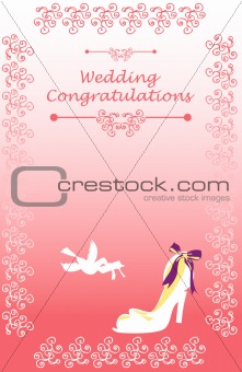 Wedding Bridal card with shoe bird and floral Design elements