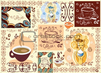 Vector coffee background wallpaper design