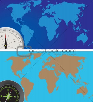 World map and compass