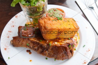juicy grilled pork leg 