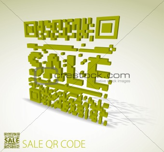 Green 3D qr code for discounted item 