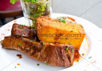 juicy grilled pork leg 