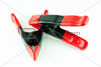 Two A-clamps on isolated white background 