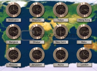 World Cities Time Zone Clocks