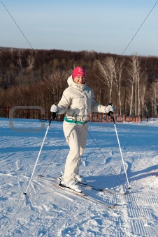 The skier standing on a slope