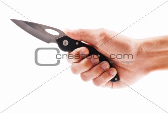 Hand Holding a Folding Tactical Knife