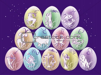 Easter eggs with Zodiac signs