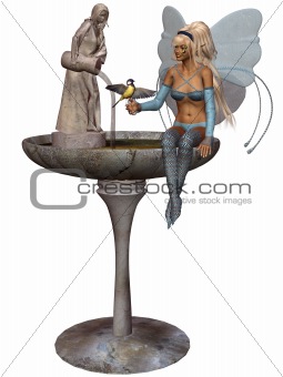 a fairy at the fountain