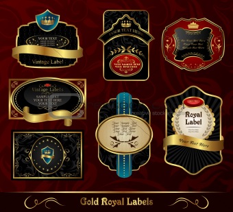 set black gold-framed labels