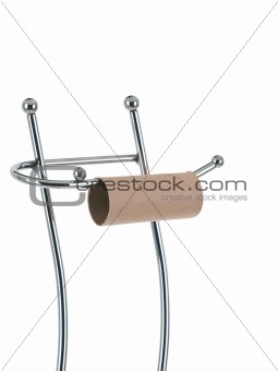 Empty toilet paper roll on the stand