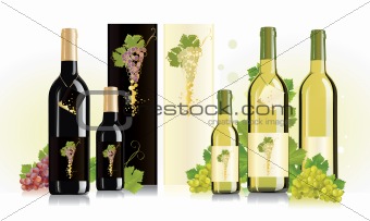 Packaging design - collection of packages for white and red wine