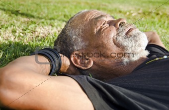 Old African black man with characterful face