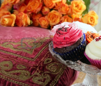 Cupcakes colorful muffin pink orange cream vintage