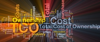 Total cost of ownership background concept glowing